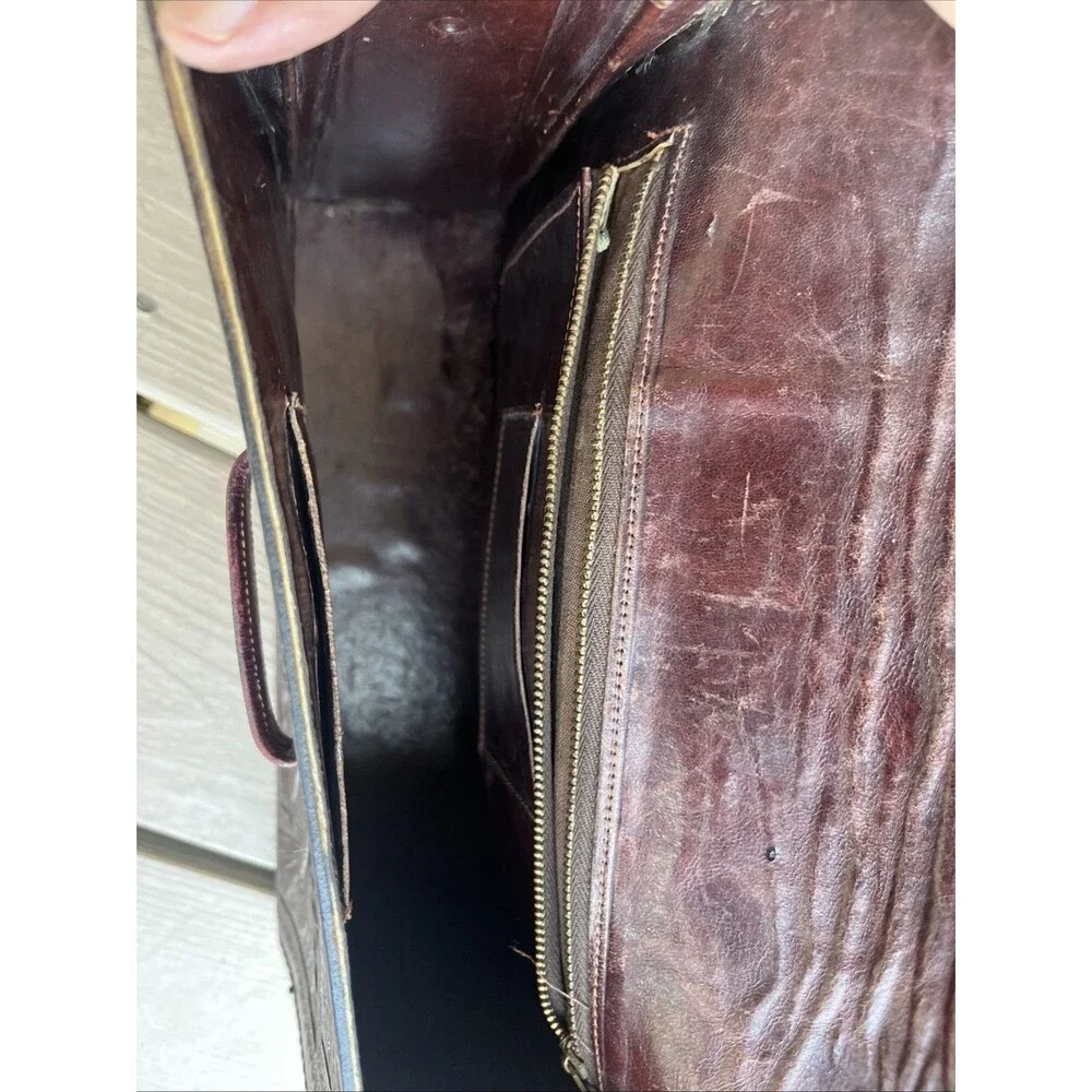 Vintage Mexican Aztec Mayan Tooled Brown Leather Handbag Purse Boho Hippie Vibe